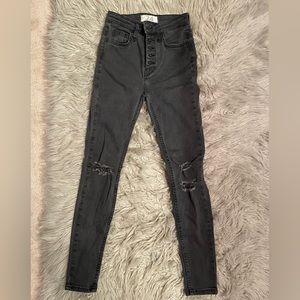 Free People black distressed jeans